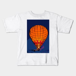 Peach Hot Air Balloon Night Glow In Abstract Kids T-Shirt